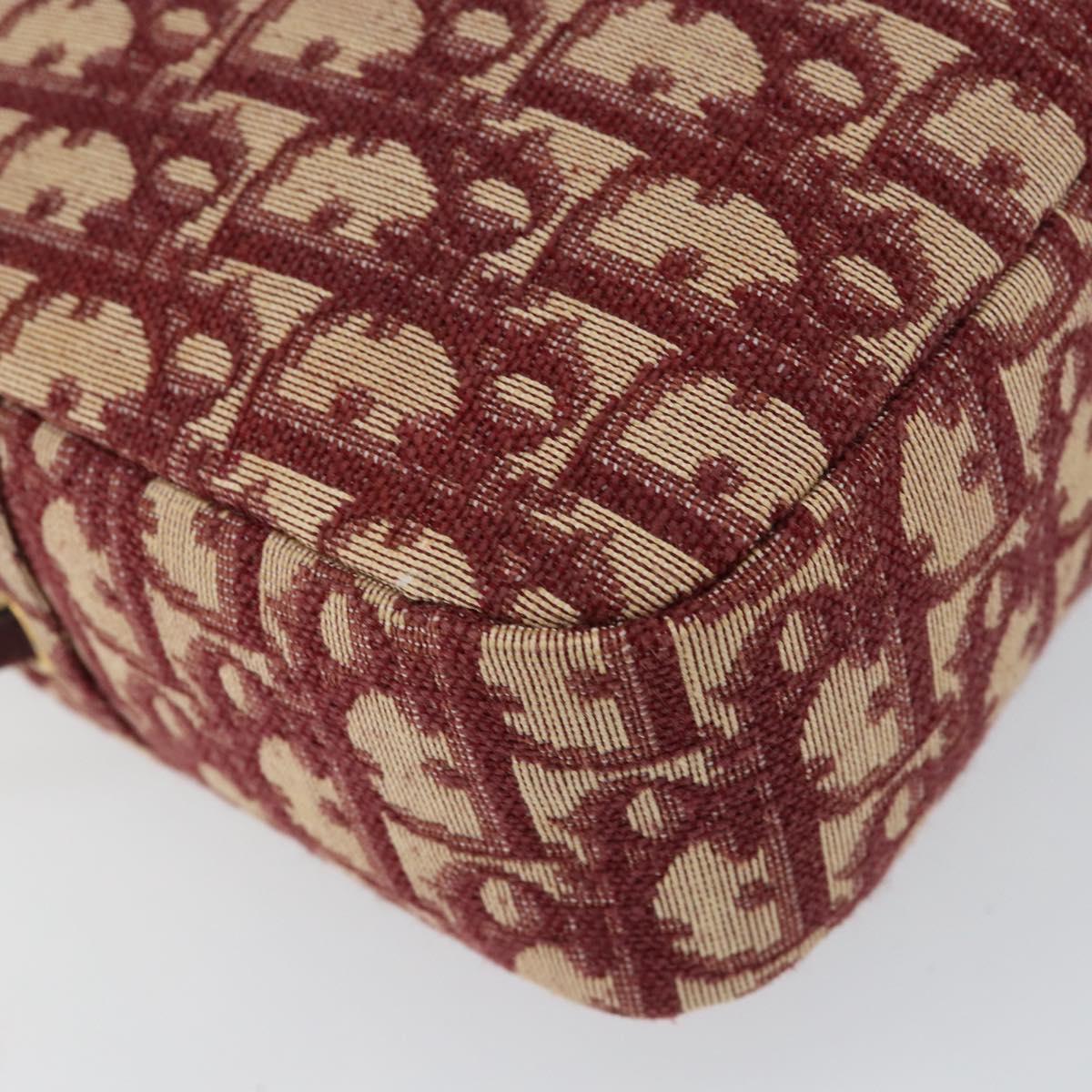 Christian Dior Trotter Canvas Shoulder Bag Red Gold Auth 153816