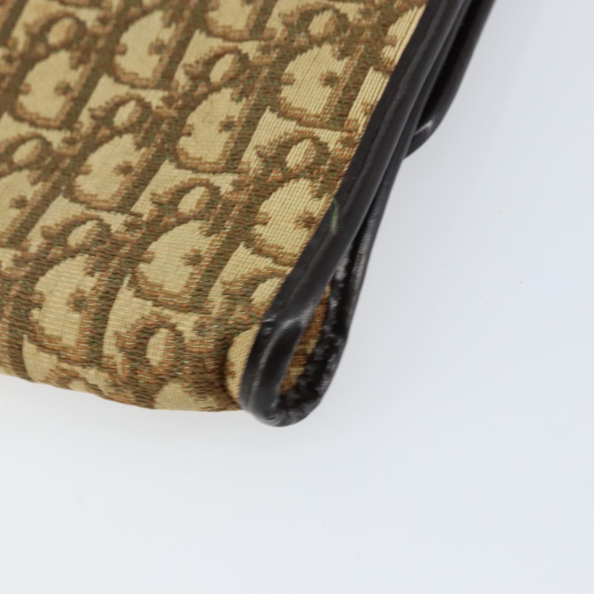 Christian Dior Trotter Canvas Chain Shoulder Bag Brown Gold Auth 153817