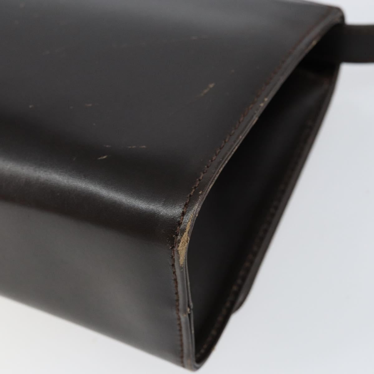 Salvatore Ferragamo Gancini Shoulder Bag Leather Dark Brown Gold Auth 153818