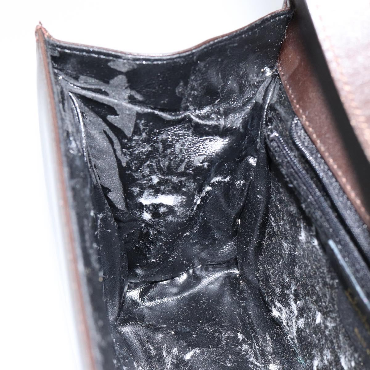 Salvatore Ferragamo Gancini Shoulder Bag Leather Dark Brown Gold Auth 153818