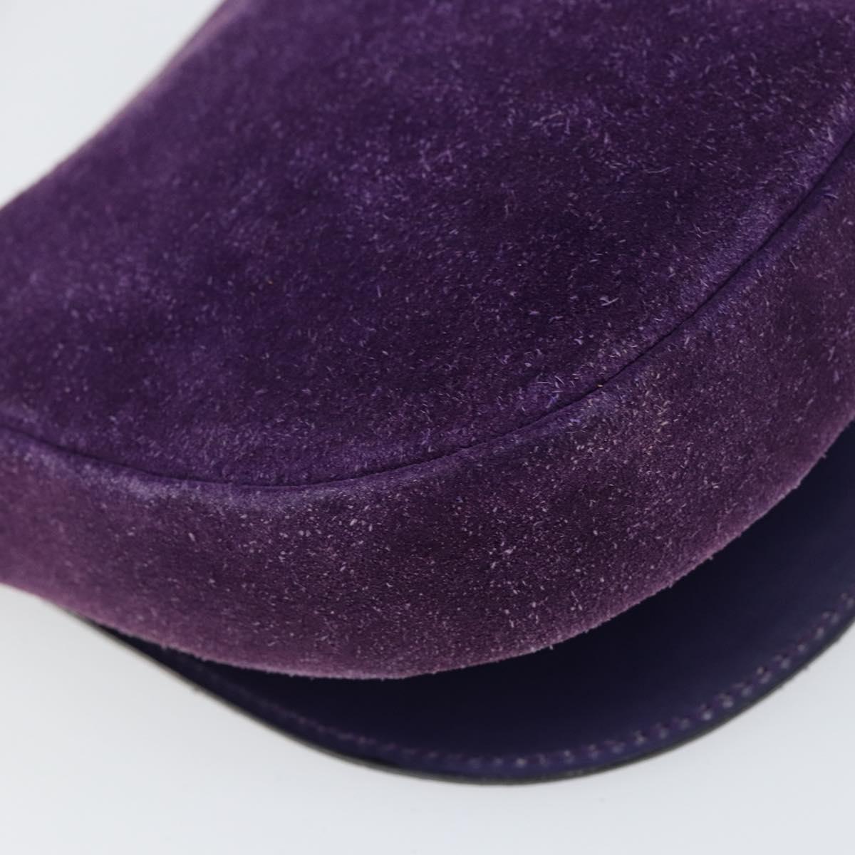 CELINE Shoulder Bag Suede Purple Gold Auth 153820