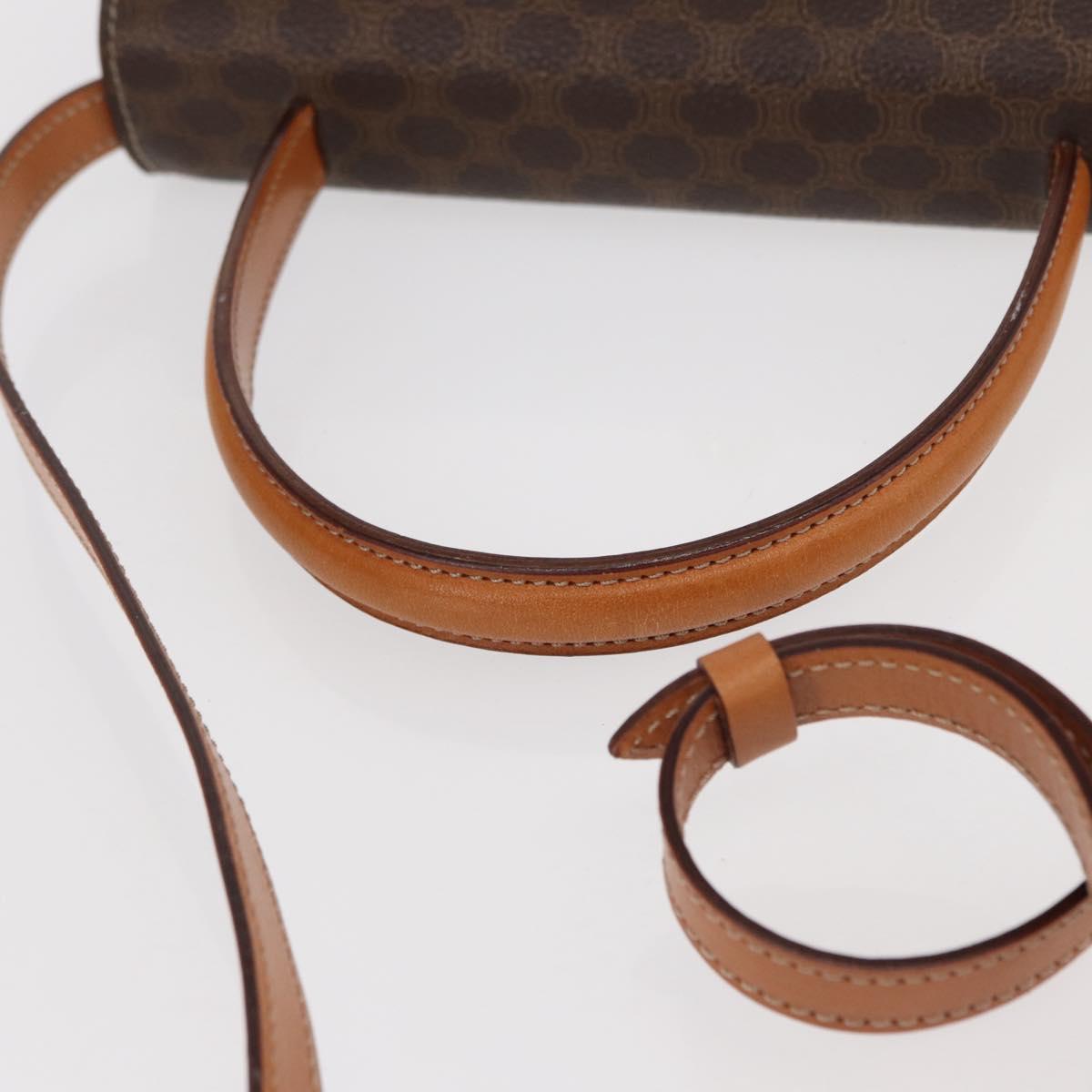 CELINE Macadam Canvas Hand Bag PVC Leather 2way Brown Gold Auth 153821