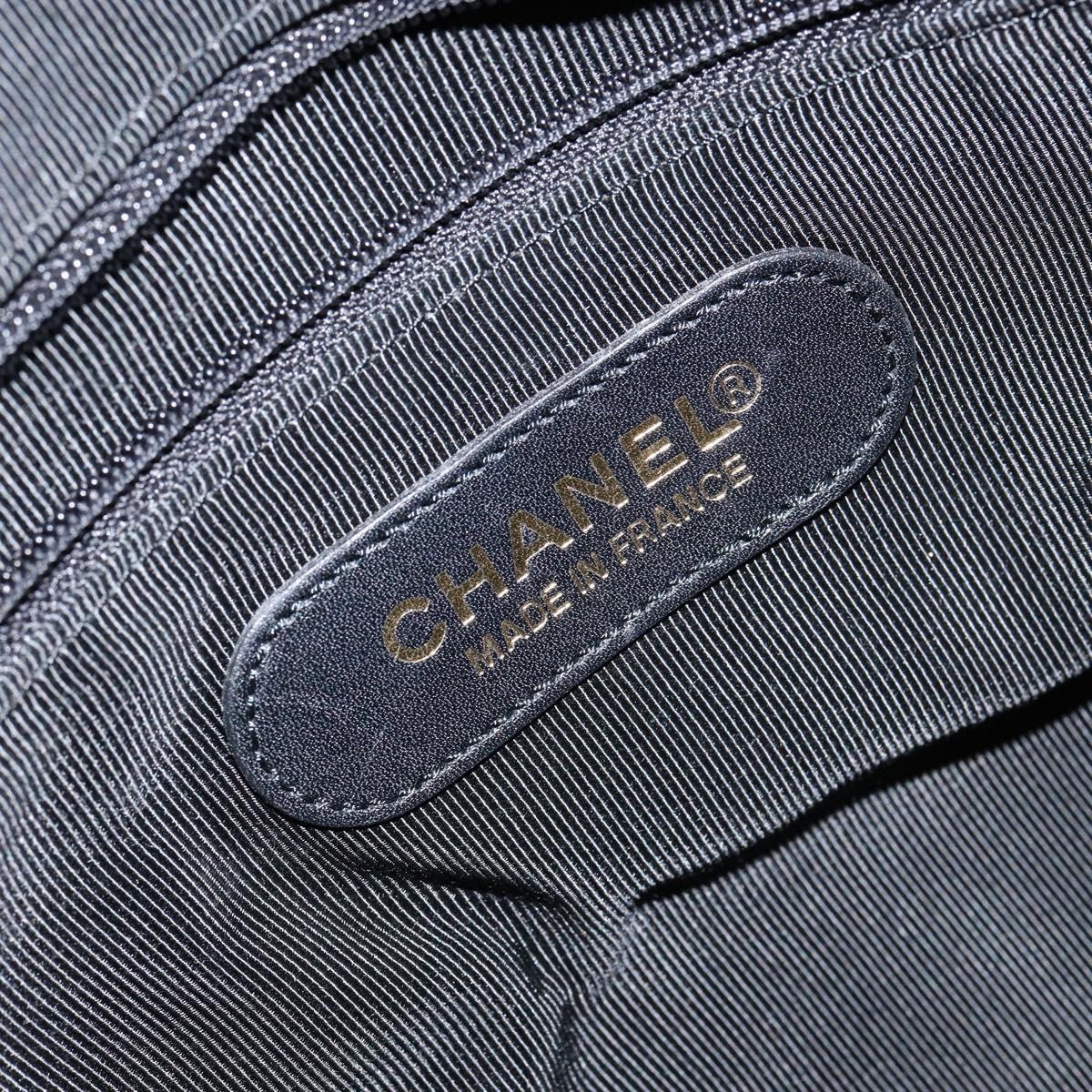 CHANEL Boston Bag Patent leather 2way Black Gold CC Auth 153822