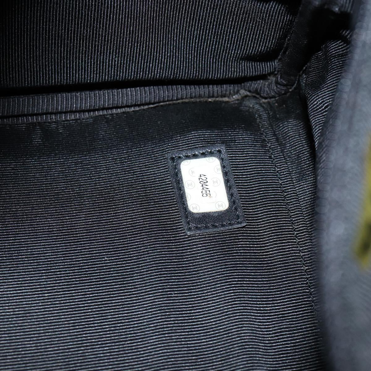 CHANEL Boston Bag Patent leather 2way Black Gold CC Auth 153822