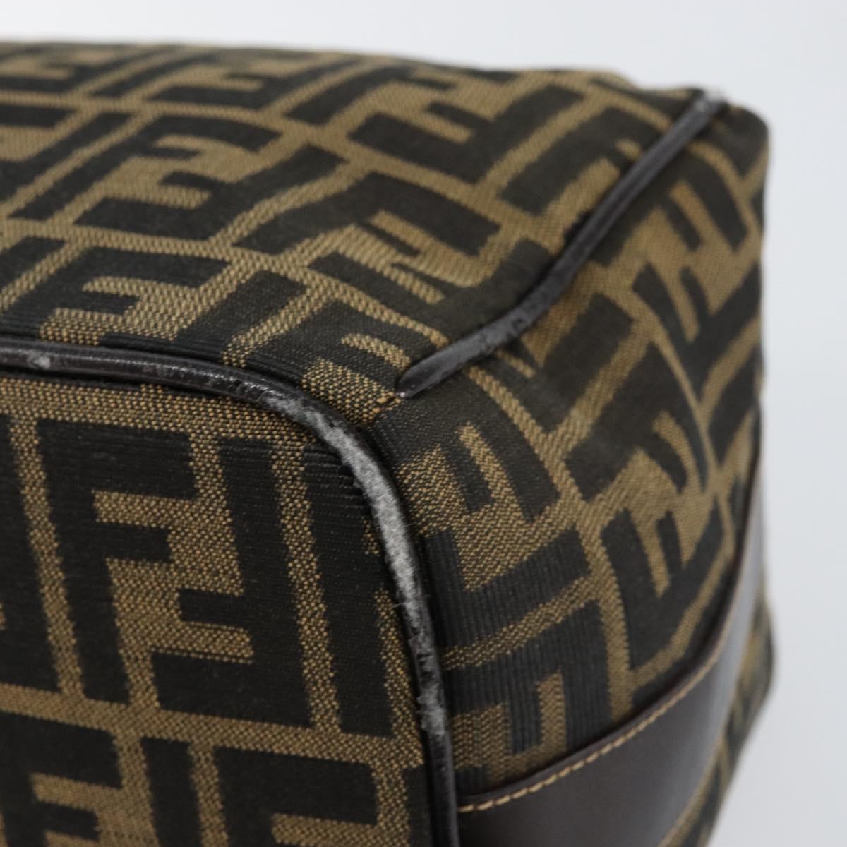 FENDI Zucca Canvas Vanity Pouch Black Brown Auth 153823