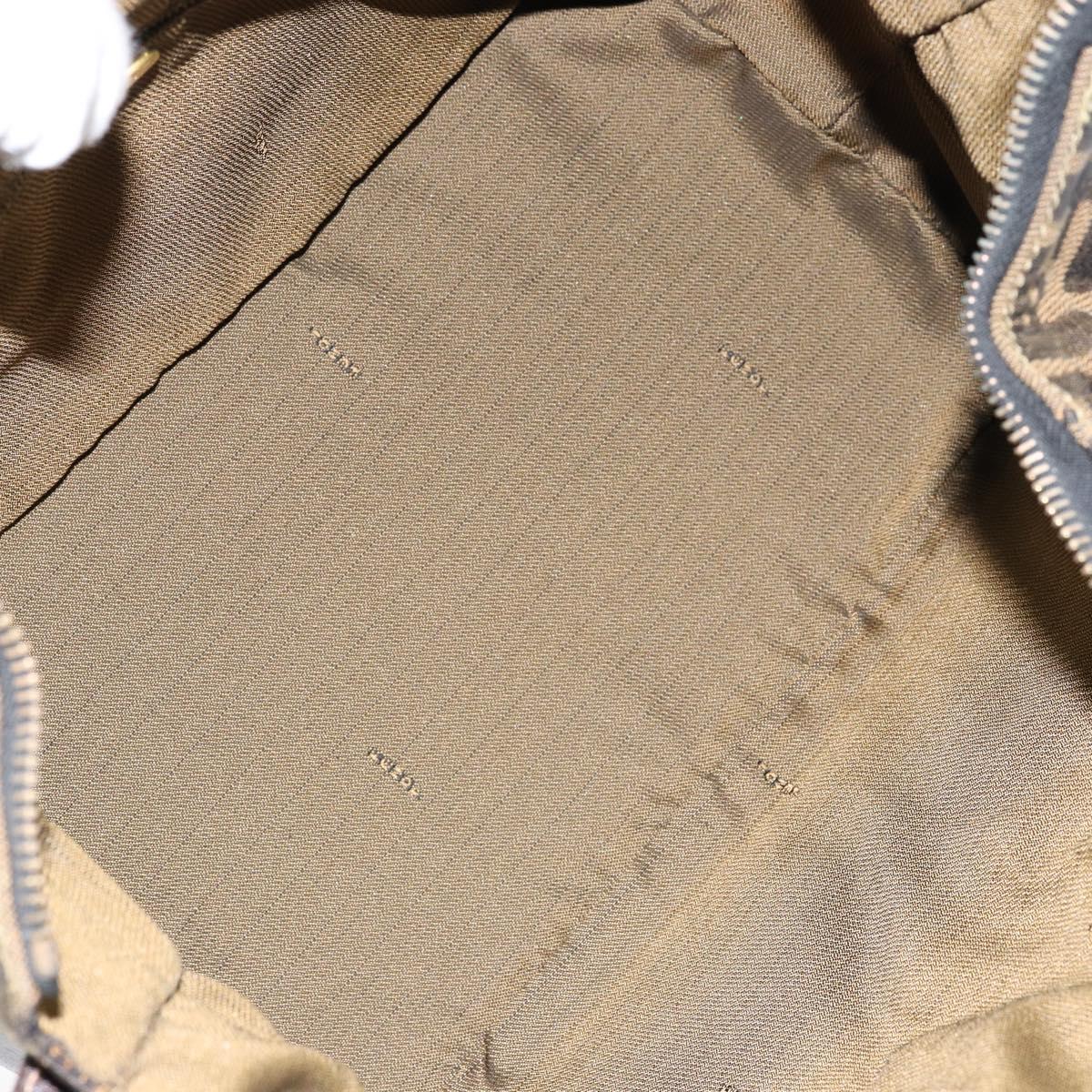 FENDI Zucca Canvas Vanity Pouch Black Brown Auth 153823