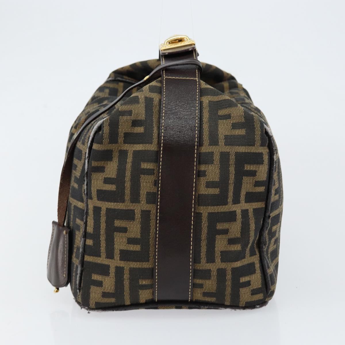 FENDI Zucca Canvas Vanity Pouch Black Brown Auth 153823
