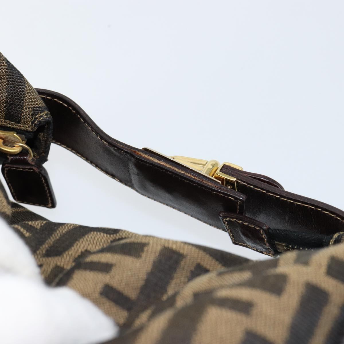 FENDI Zucca Canvas Vanity Pouch Black Brown Auth 153823