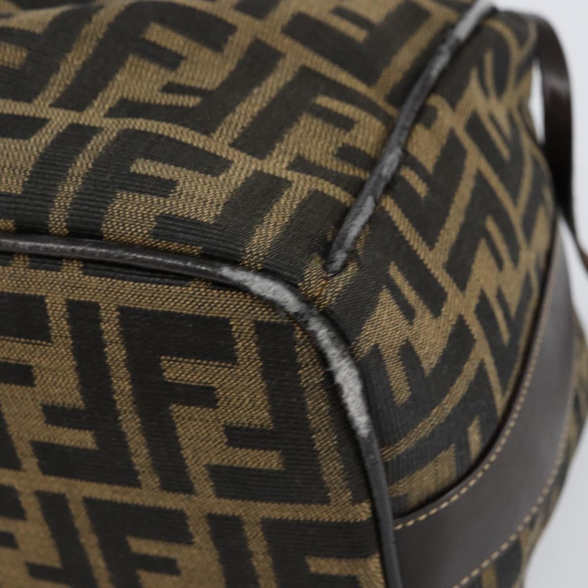 FENDI Zucca Canvas Vanity Pouch Black Brown Auth 153823