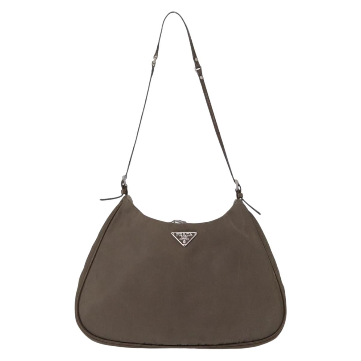 PRADA Shoulder Bag Nylon Brown Auth 153825
