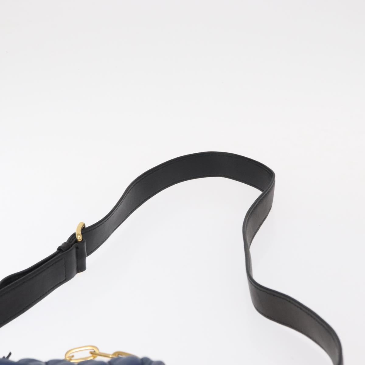 Miu Miu Matelasse Shoulder Bag Leather 2way Blue Black gold Auth 153826