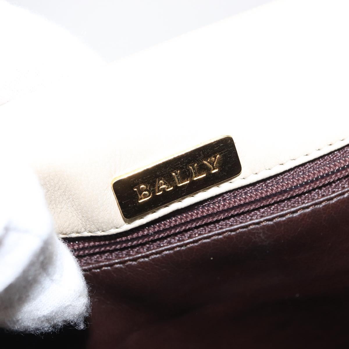 BALLY Quilted Chain Shoulder Bag Leather Ivory Gold Auth 153827