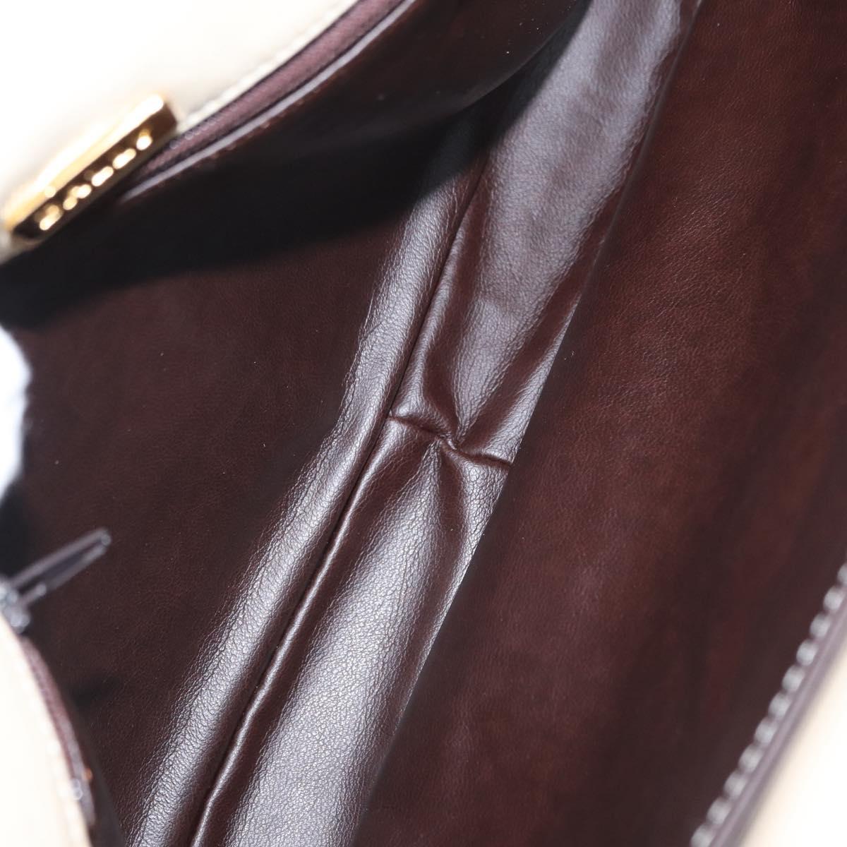 BALLY Quilted Chain Shoulder Bag Leather Ivory Gold Auth 153827