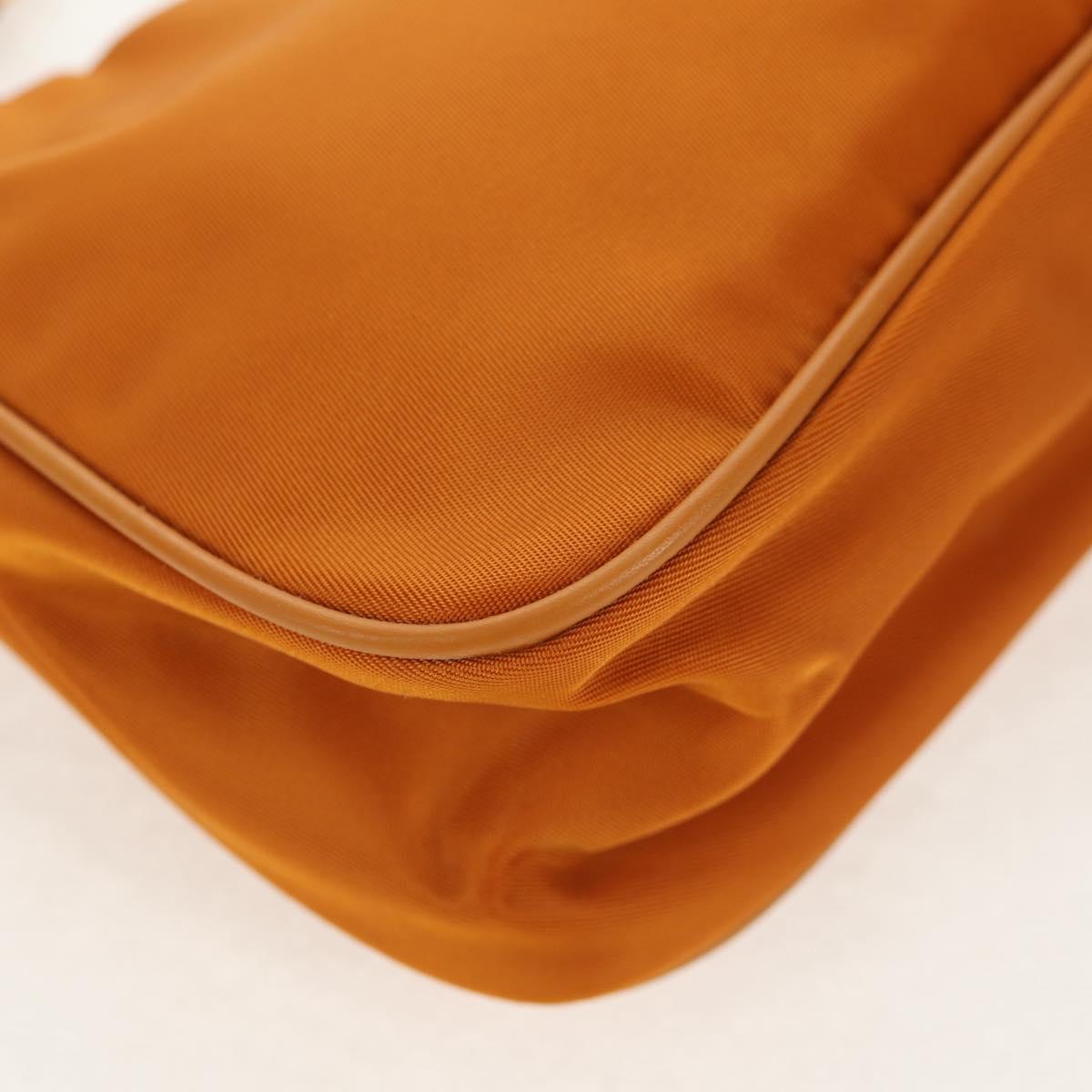 PRADA Chain Shoulder Bag Nylon Orange Gold Auth 153828V