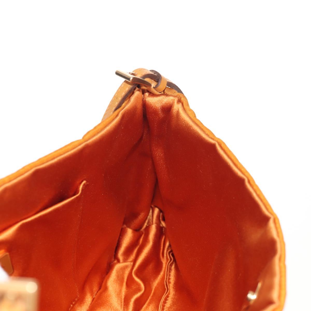 PRADA Chain Shoulder Bag Nylon Orange Gold Auth 153828V