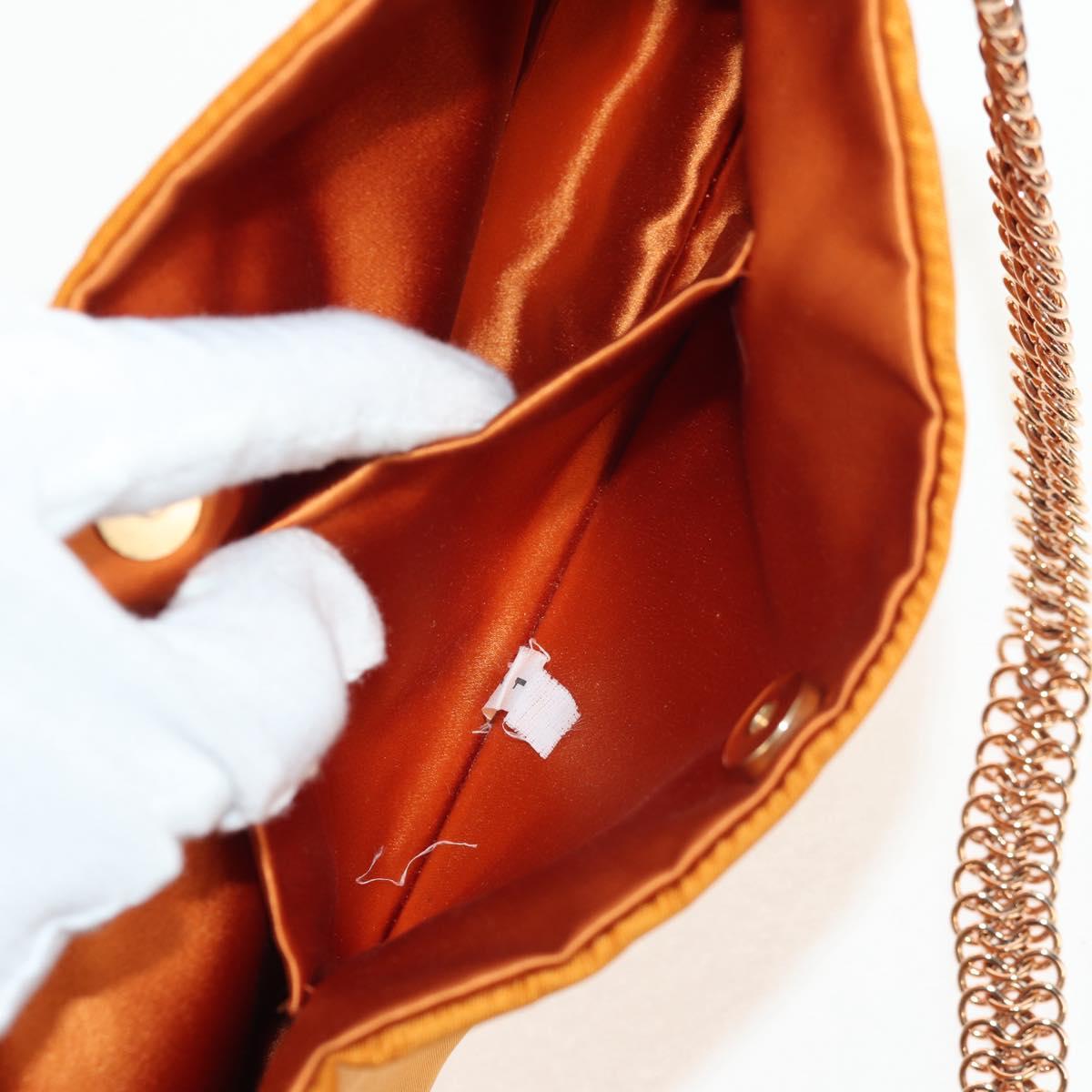 PRADA Chain Shoulder Bag Nylon Orange Gold Auth 153828V