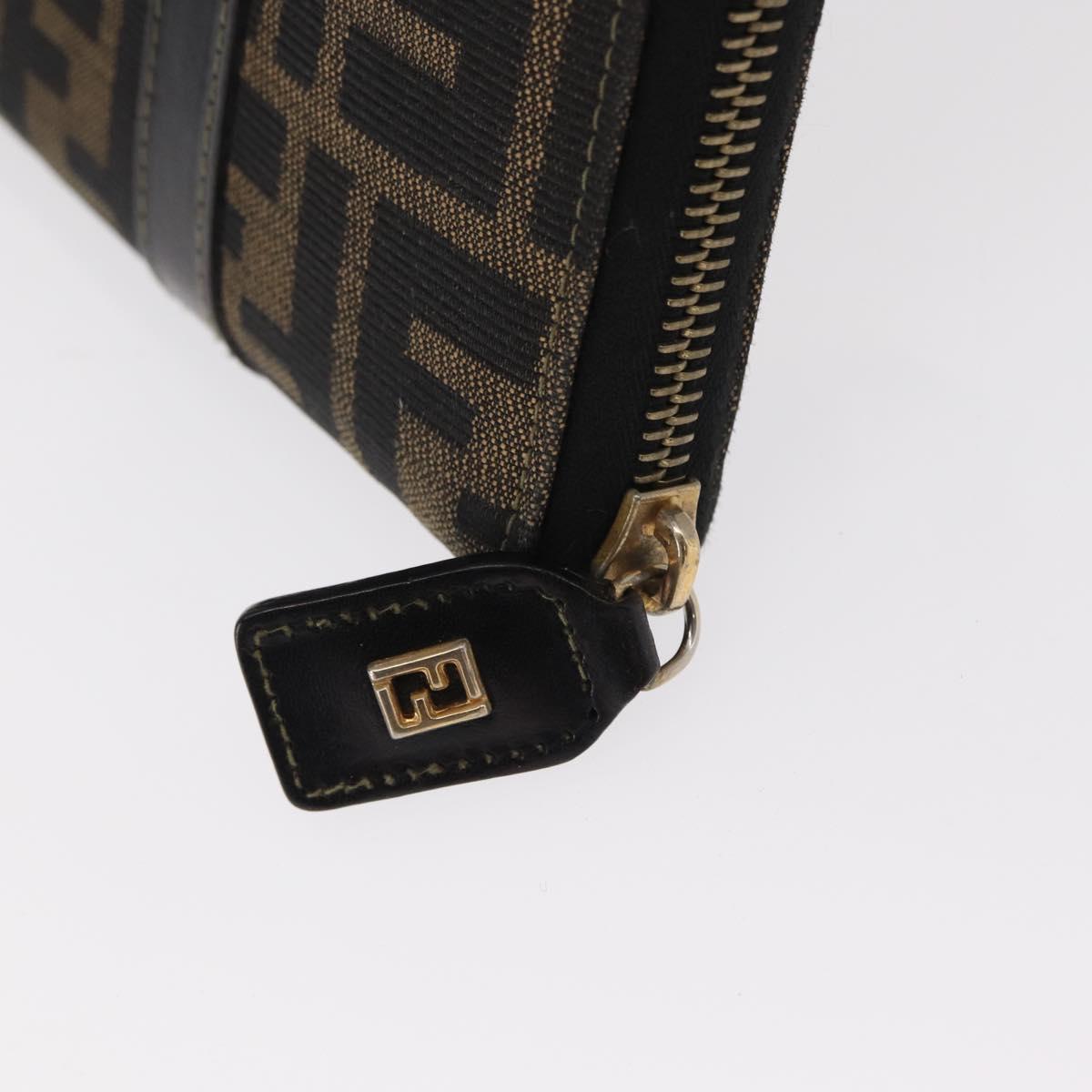 FENDI Zucca Canvas Hand Bag Black Brown Auth 153829