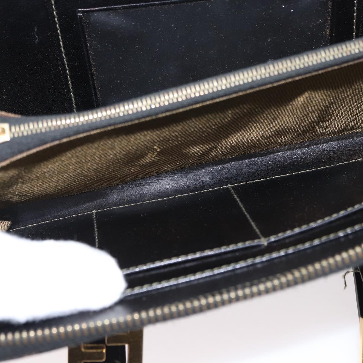 FENDI Zucca Canvas Hand Bag Black Brown Auth 153829