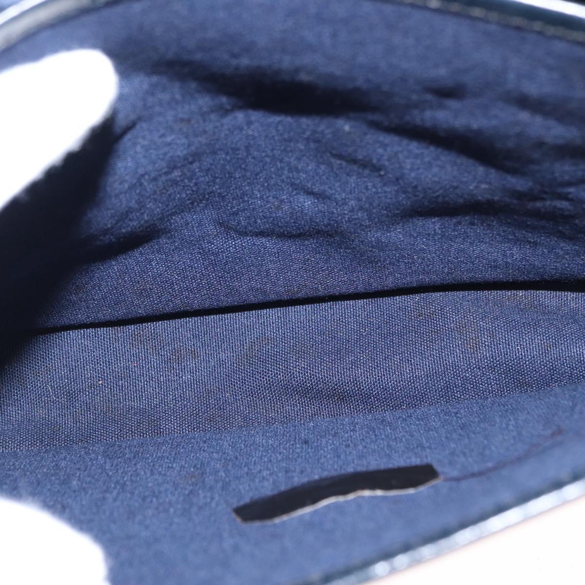 CELINE C Sulky Horse Carriage Shoulder Bag Canvas Leather Navy Gold Auth 153832