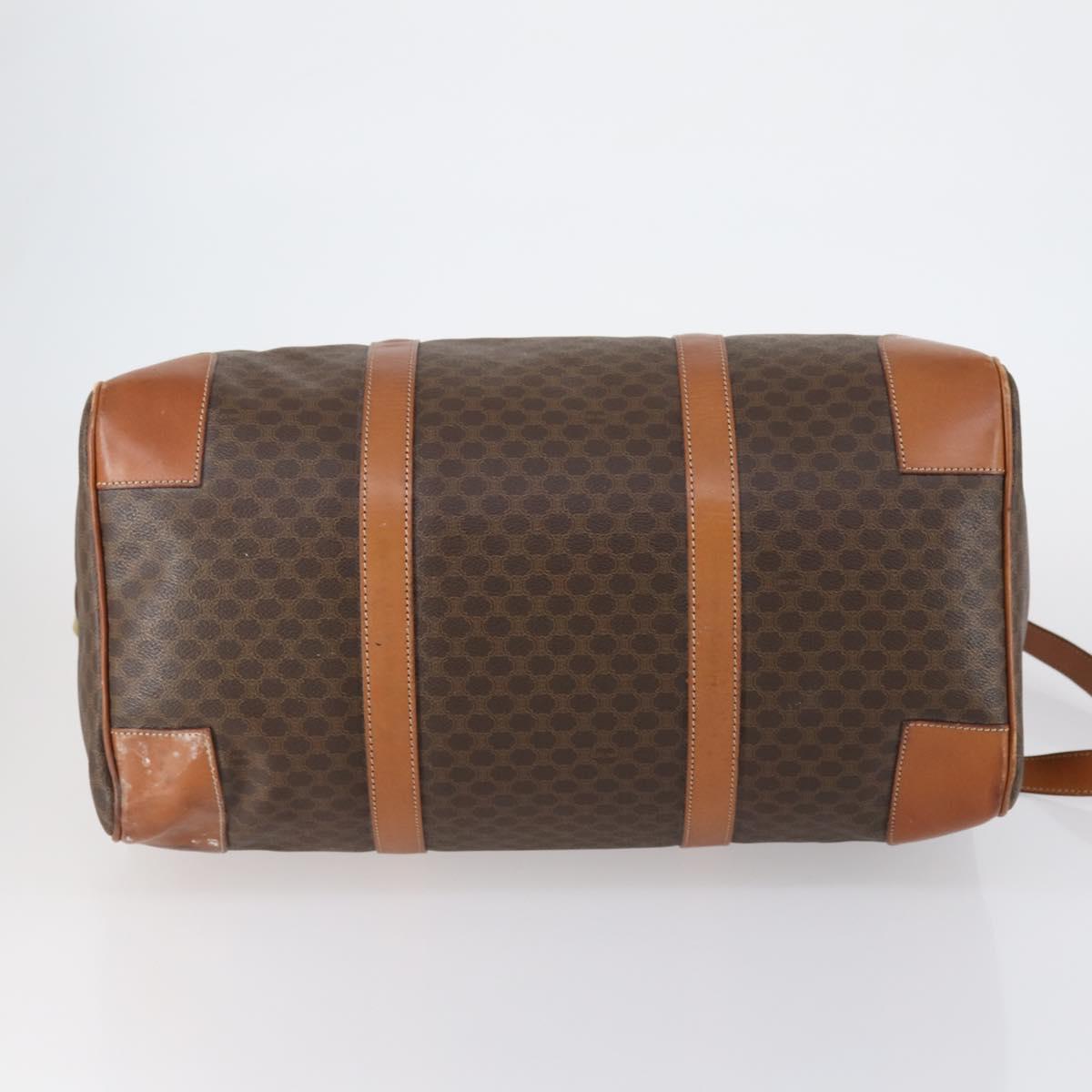 CELINE Macadam Canvas Boston Bag PVC 2way Brown Gold Auth 153834