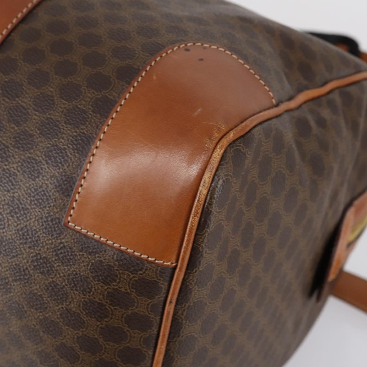 CELINE Macadam Canvas Boston Bag PVC 2way Brown Gold Auth 153834