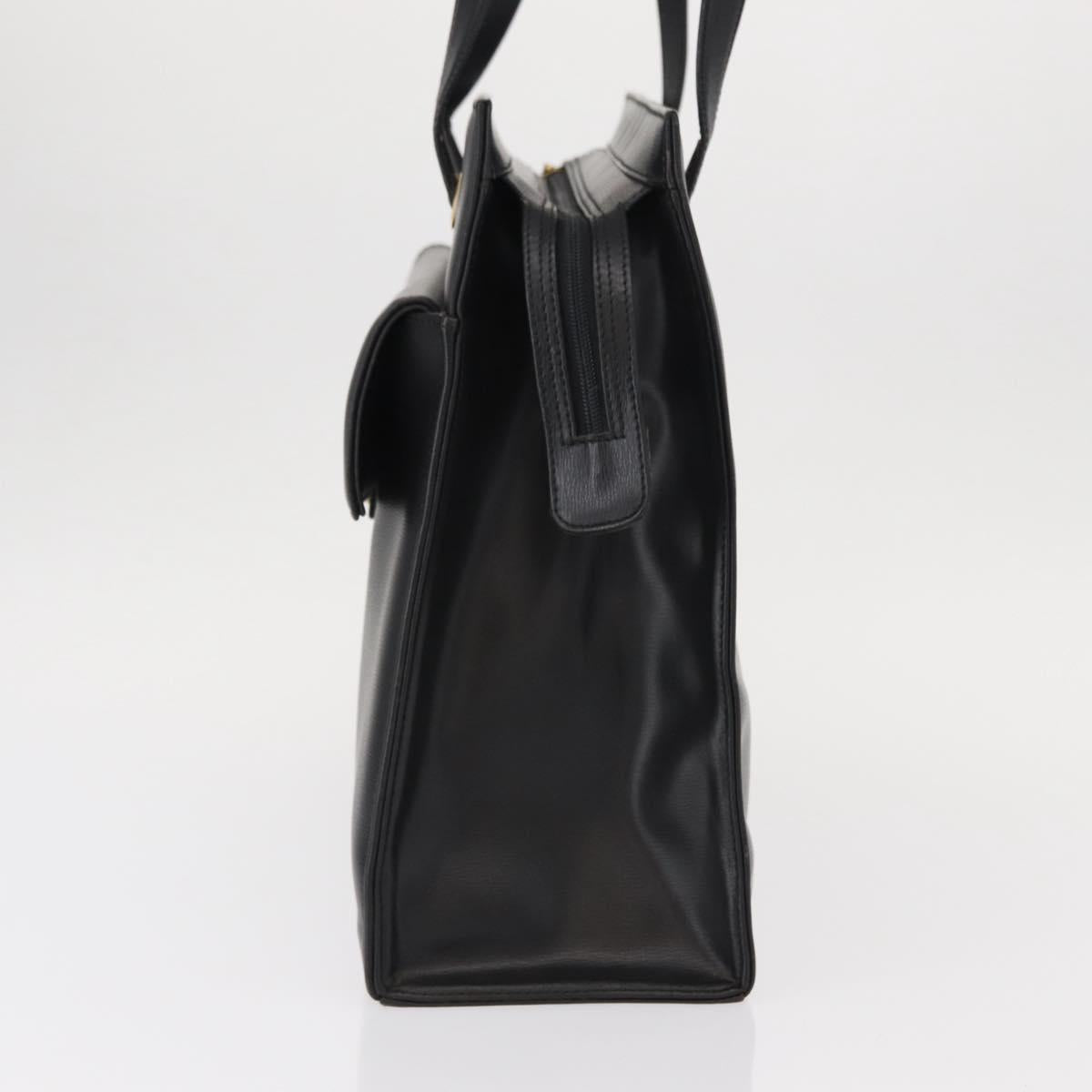 Christian Dior Tote Bag Leather Black Gold Auth 153835