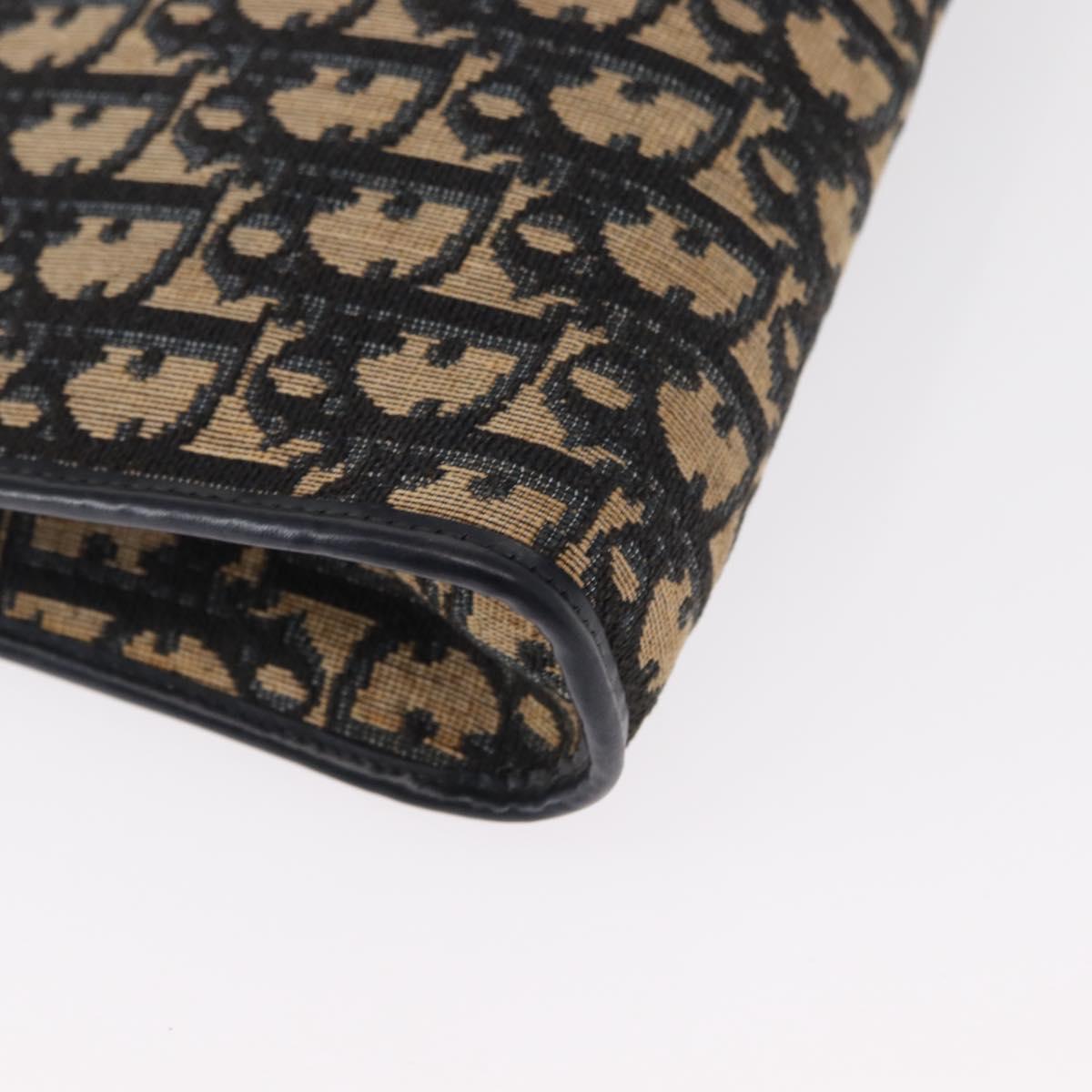 Christian Dior Trotter Canvas Shoulder Bag Navy Gold Auth 153836