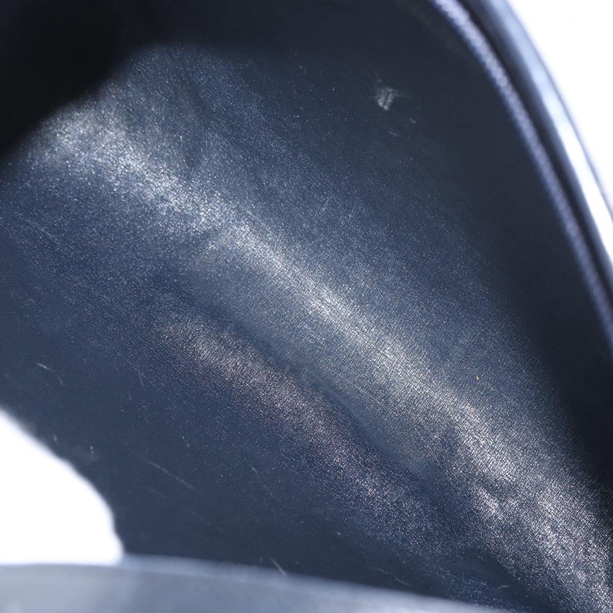 Christian Dior Trotter Canvas Shoulder Bag Navy Gold Auth 153836