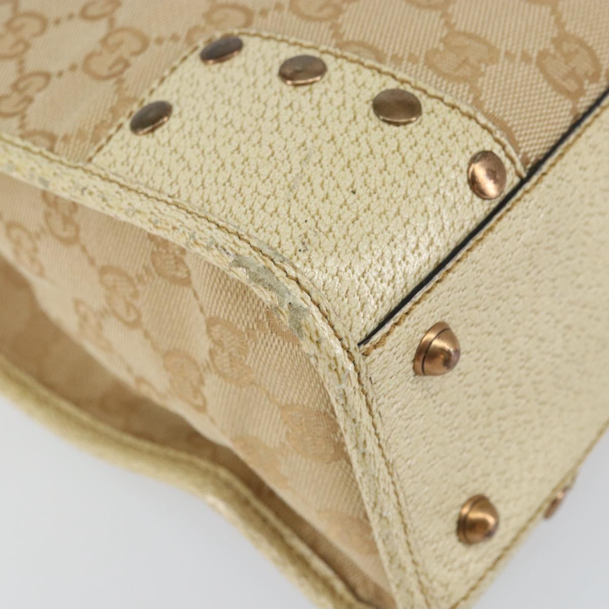 GUCCI GG Canvas Hand Bag Beige Gold 124260 Auth 153846A