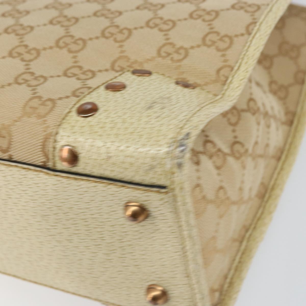 GUCCI GG Canvas Hand Bag Beige Gold 124260 Auth 153846A