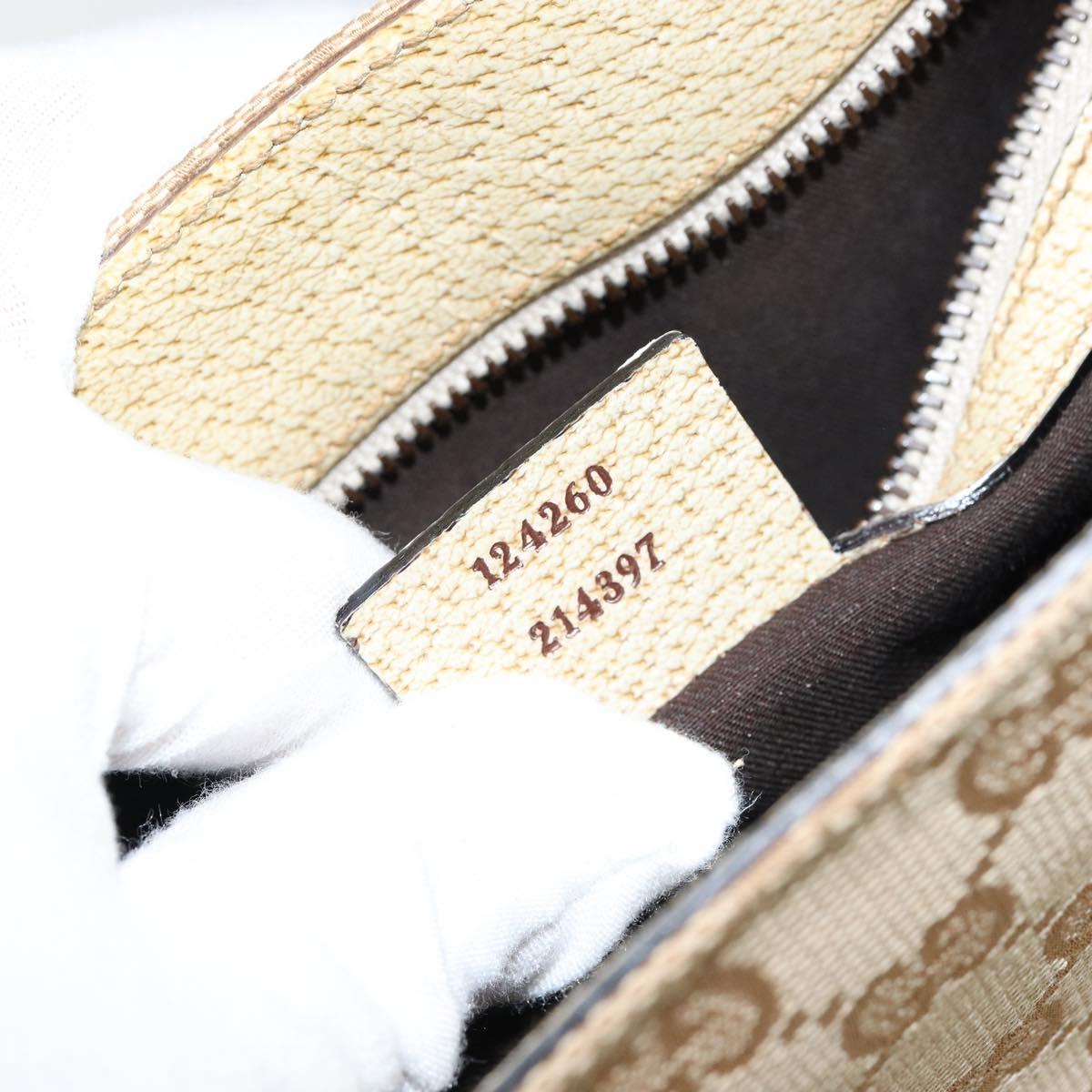 GUCCI GG Canvas Hand Bag Beige Gold 124260 Auth 153846A