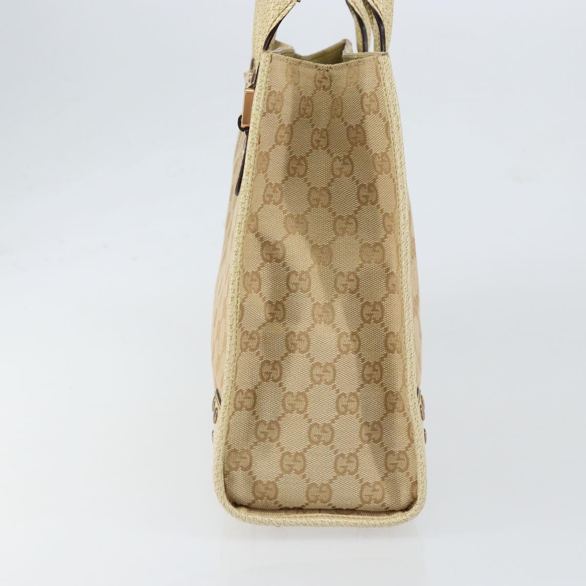 GUCCI GG Canvas Hand Bag Beige Gold 124260 Auth 153846A