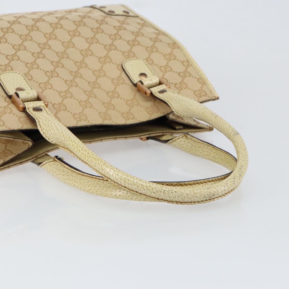 GUCCI GG Canvas Hand Bag Beige Gold 124260 Auth 153846A
