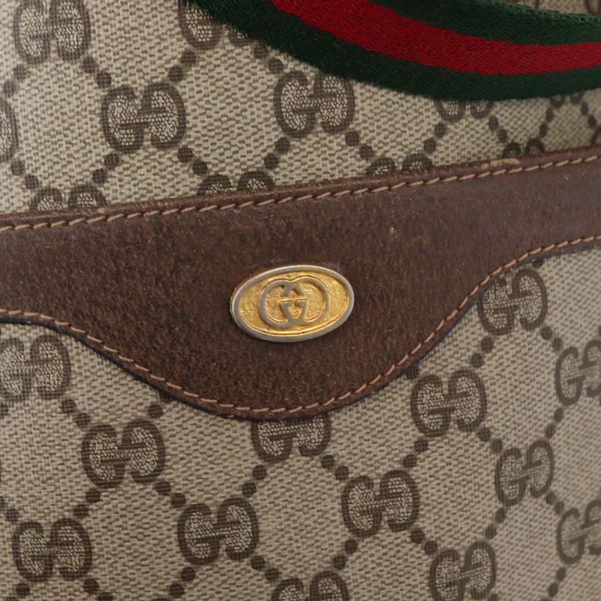 GUCCI GG Supreme Web Sherry Line Tote Bag PVC Beige Gold 39 02 003 Auth 153847