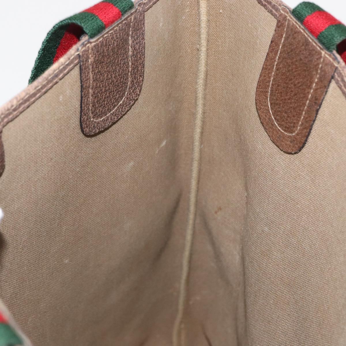 GUCCI GG Supreme Web Sherry Line Tote Bag PVC Beige Gold 39 02 003 Auth 153847