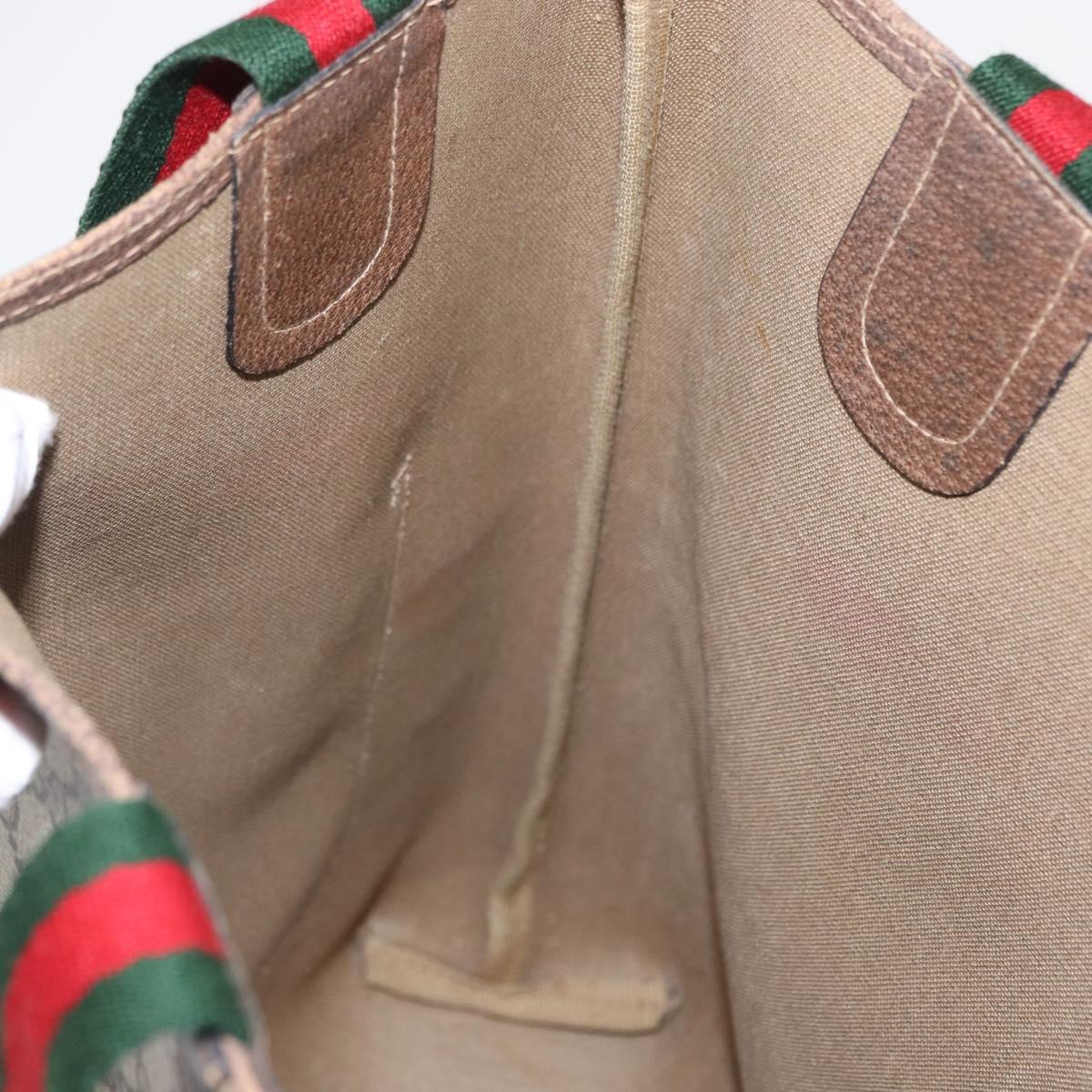 GUCCI GG Supreme Web Sherry Line Tote Bag PVC Beige Gold 39 02 003 Auth 153847