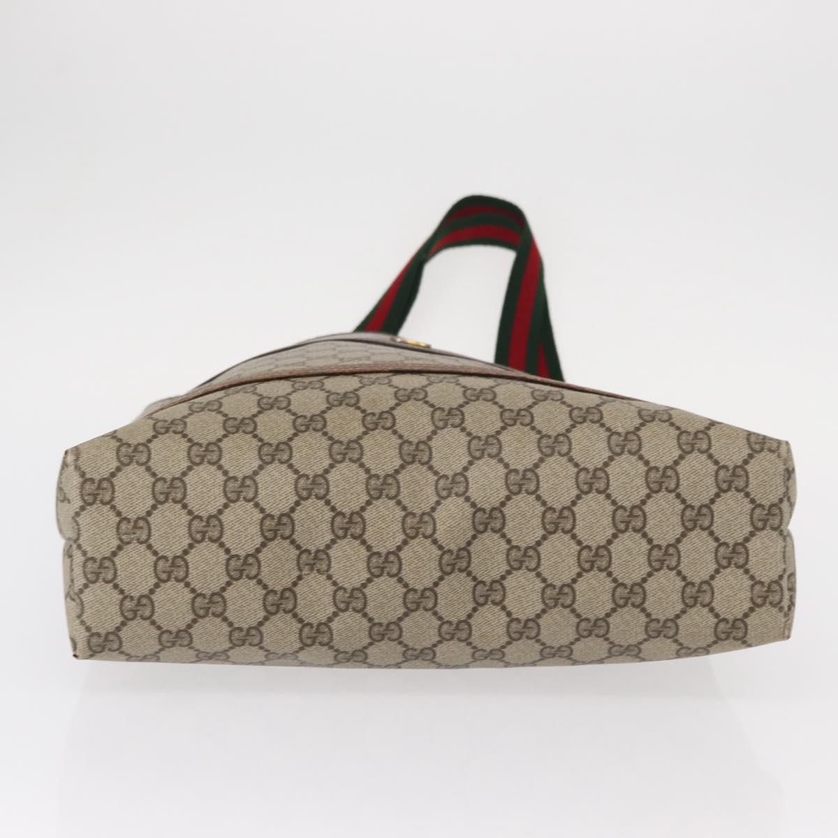 GUCCI GG Supreme Web Sherry Line Tote Bag PVC Beige Gold 39 02 003 Auth 153847