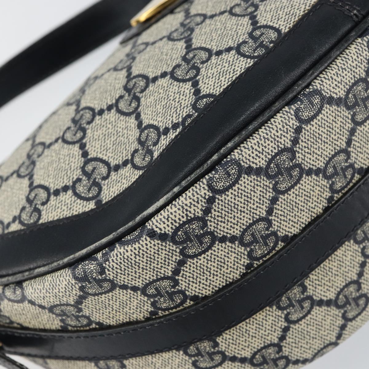 GUCCI GG Supreme Shoulder Bag PVC Navy Gold Auth 153848