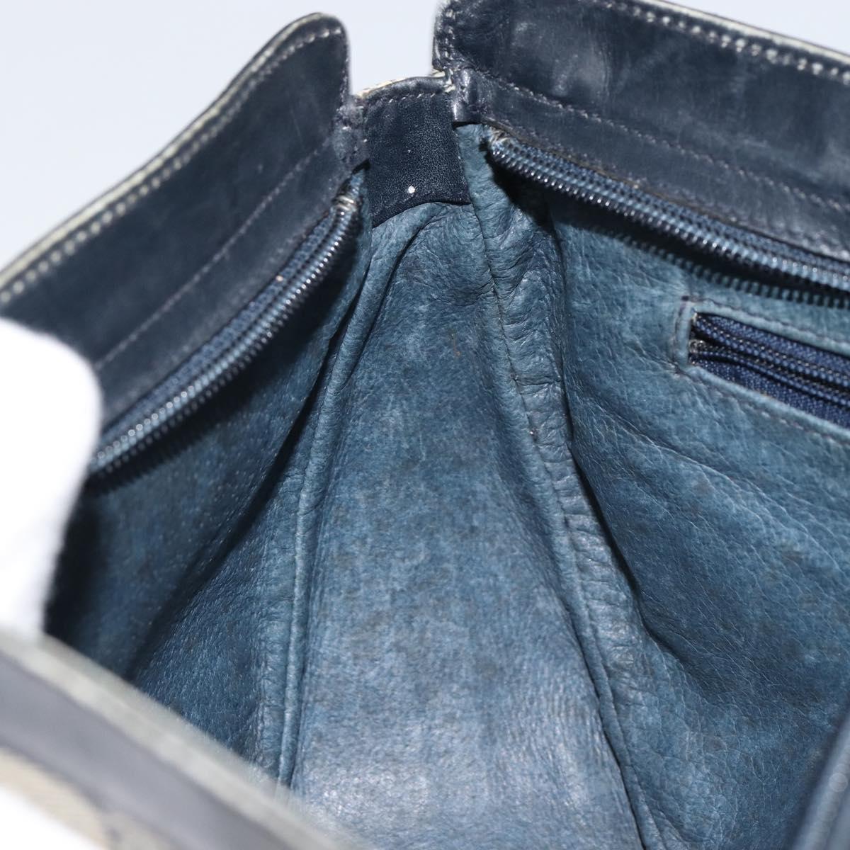 GUCCI GG Supreme Shoulder Bag PVC Navy Gold Auth 153848