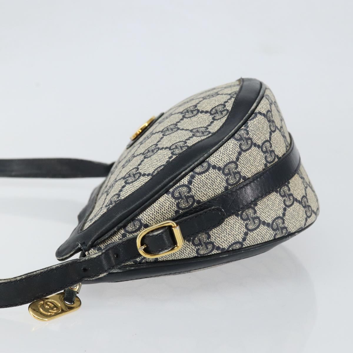 GUCCI GG Supreme Shoulder Bag PVC Navy Gold Auth 153848