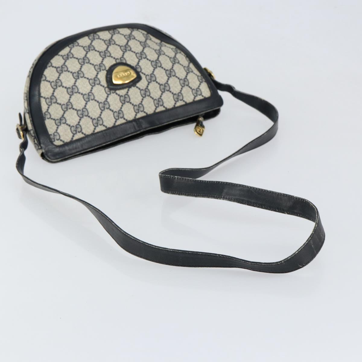 GUCCI GG Supreme Shoulder Bag PVC Navy Gold Auth 153848