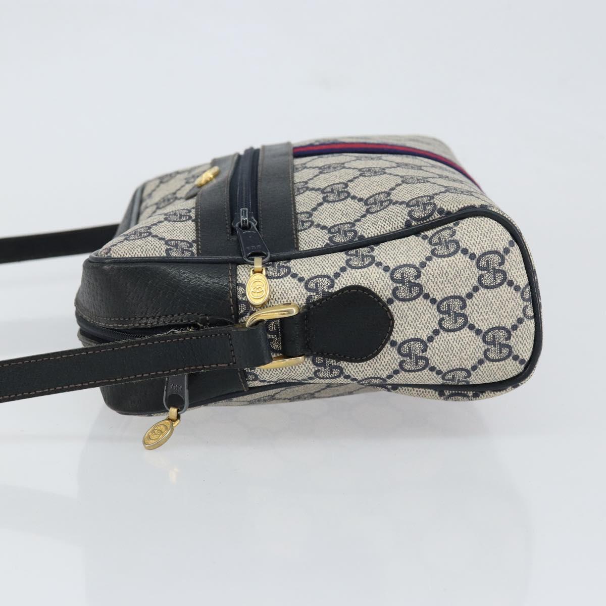 GUCCI GG Supreme Sherry Line Shoulder Bag PVC Navy Gold 001 4071 5 Auth 153849