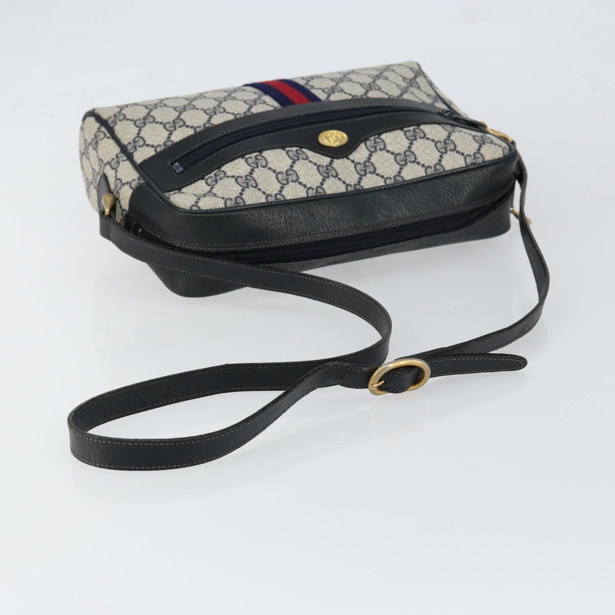 GUCCI GG Supreme Sherry Line Shoulder Bag PVC Navy Gold 001 4071 5 Auth 153849