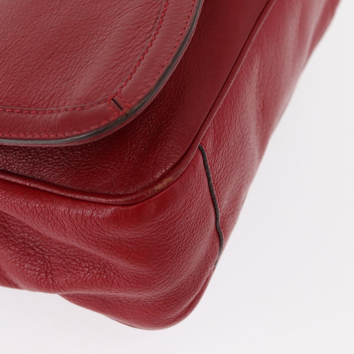 Salvatore Ferragamo Gancini Shoulder Bag Leather Red Gold Auth 153850