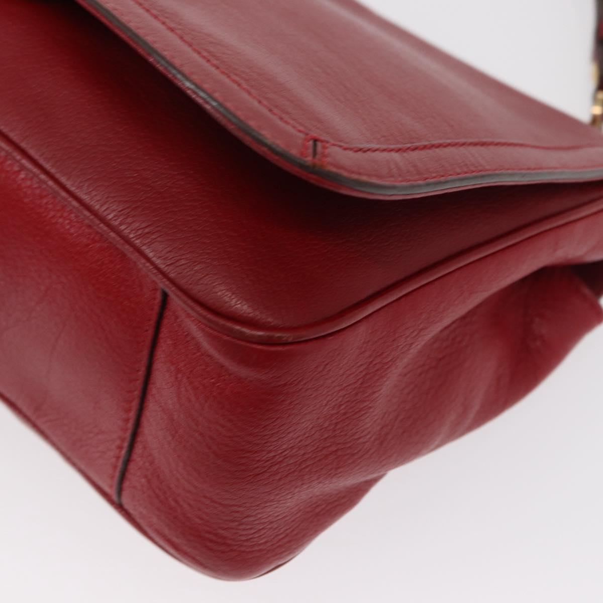 Salvatore Ferragamo Gancini Shoulder Bag Leather Red Gold Auth 153850