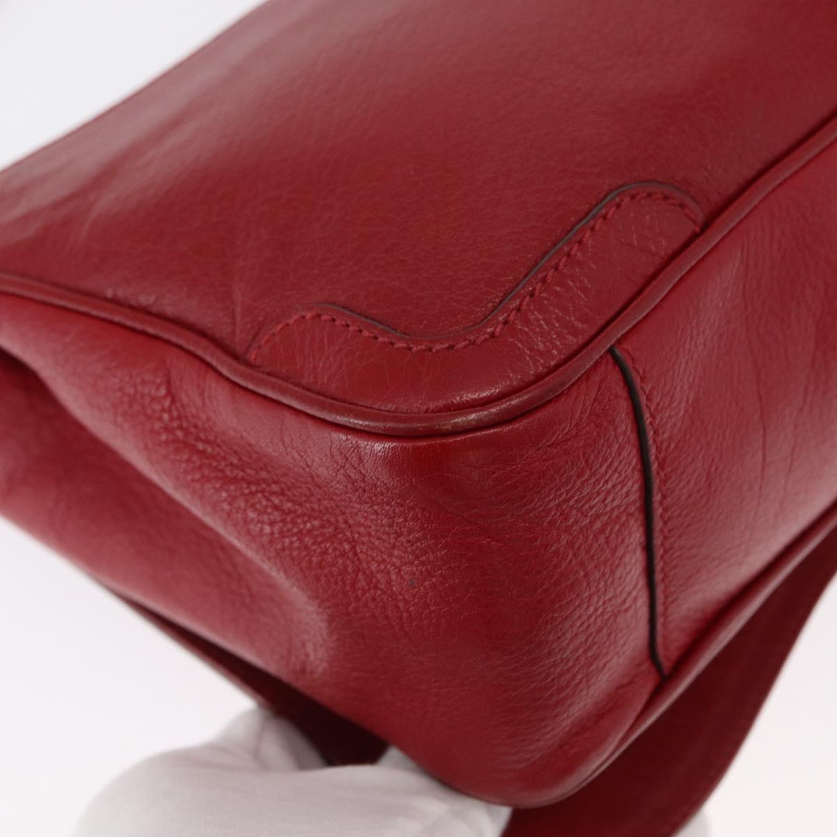 Salvatore Ferragamo Gancini Shoulder Bag Leather Red Gold Auth 153850