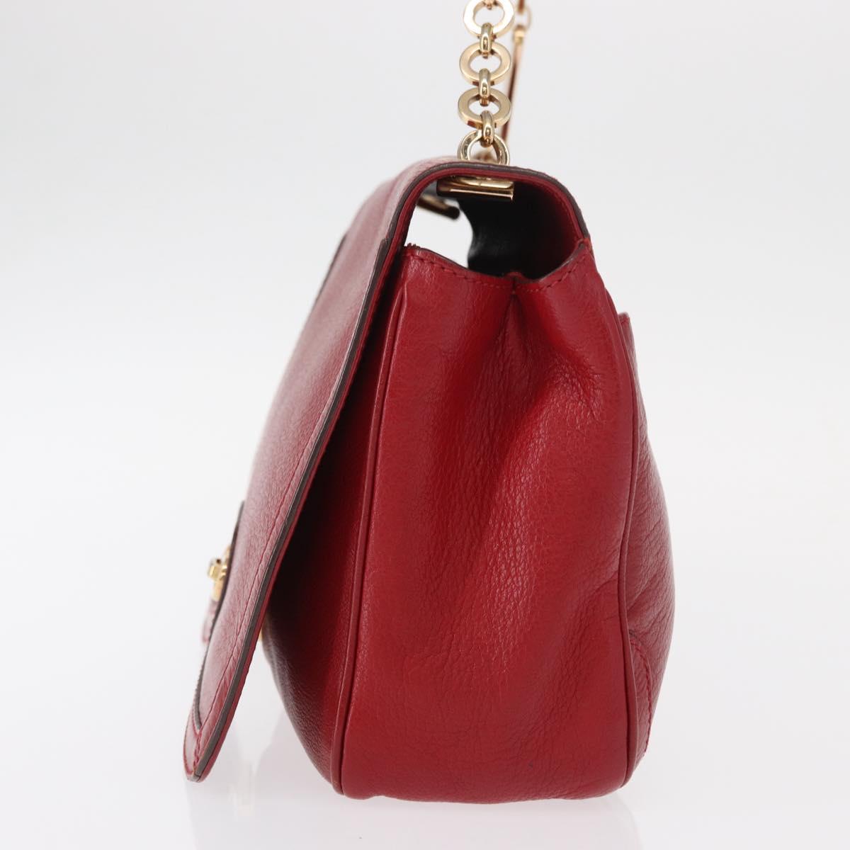 Salvatore Ferragamo Gancini Shoulder Bag Leather Red Gold Auth 153850