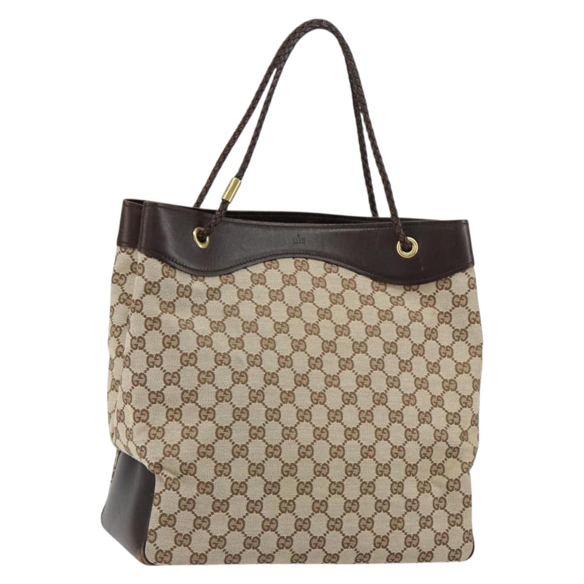 GUCCI GG Canvas Shoulder Bag Beige Gold 109141 Auth 153851