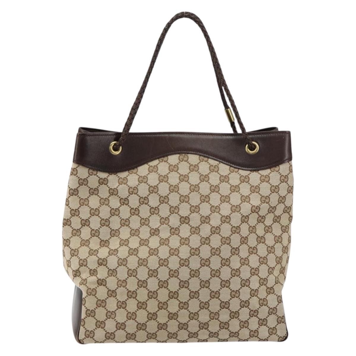GUCCI GG Canvas Shoulder Bag Beige Gold 109141 Auth 153851
