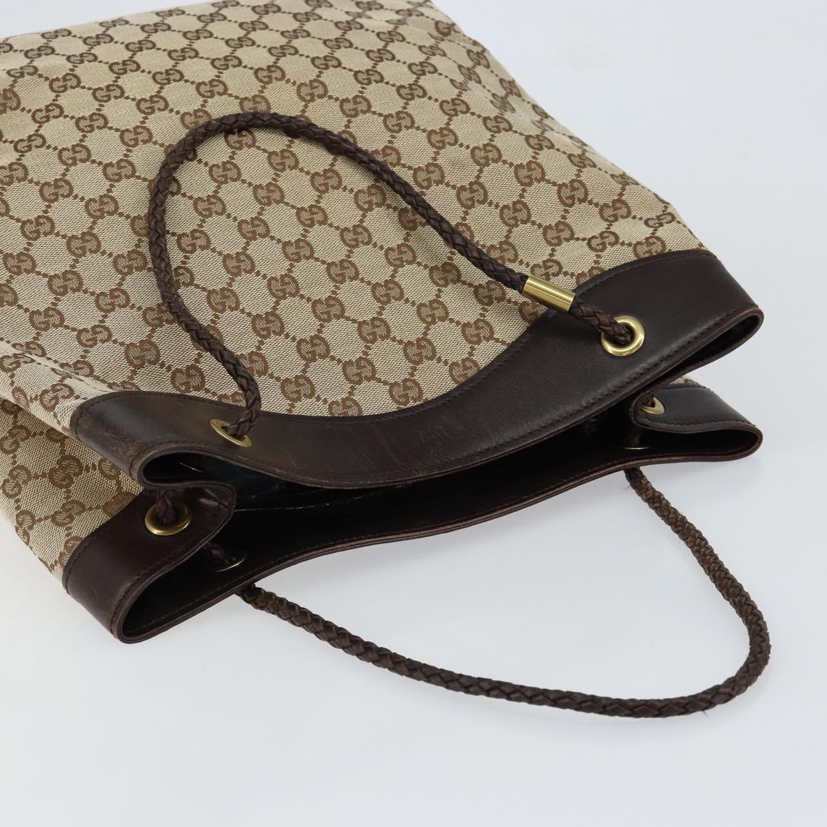 GUCCI GG Canvas Shoulder Bag Beige Gold 109141 Auth 153851